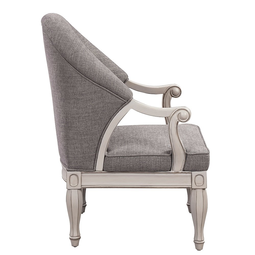 Florian Chair Gray Fabric & Antique White. Picture 4