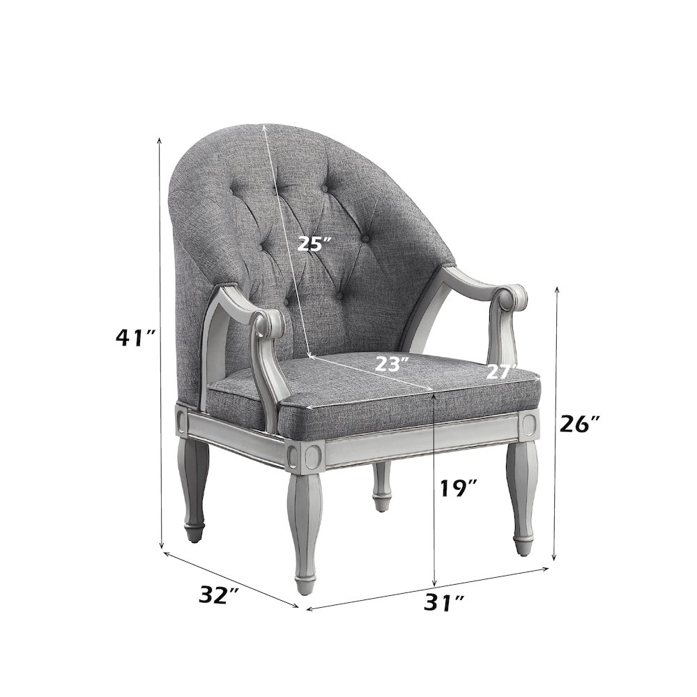 Florian Chair Gray Fabric & Antique White. Picture 10