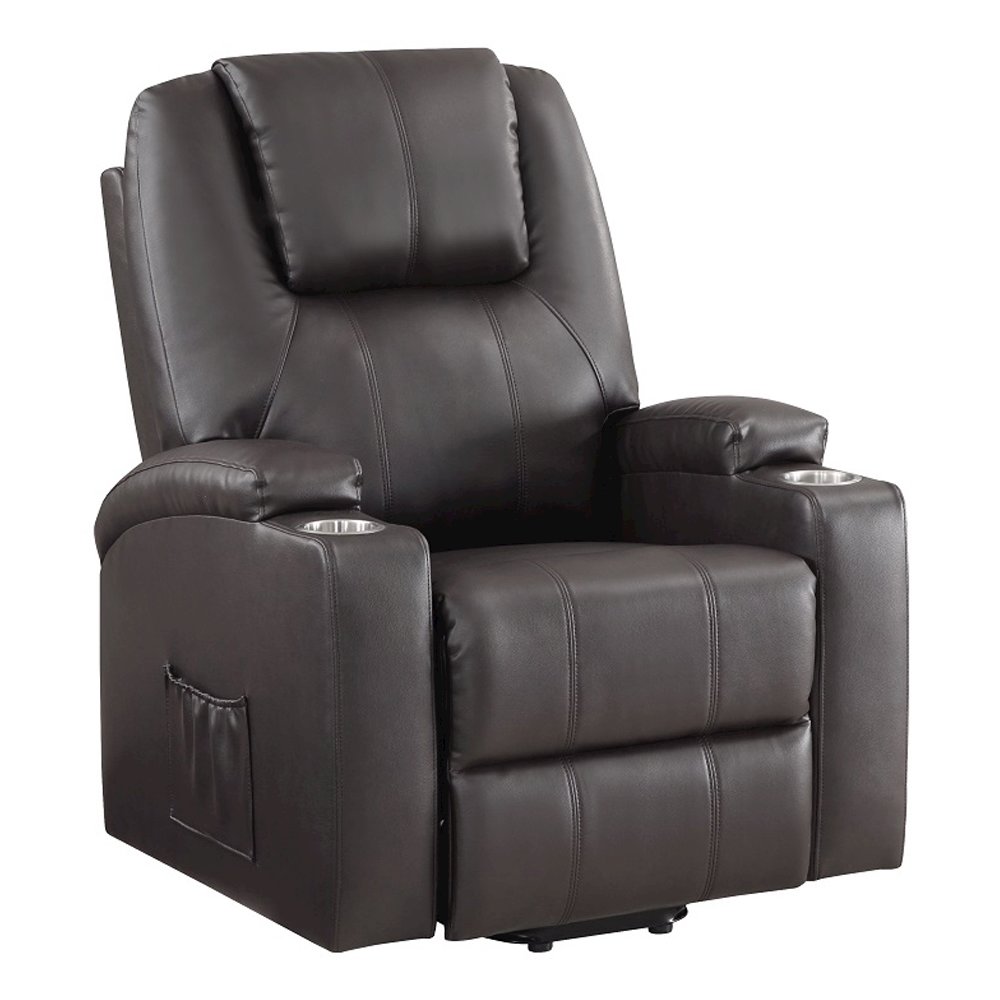 Evander Recliner w/Power Lift & Massage Brown Leather Aire. Picture 2