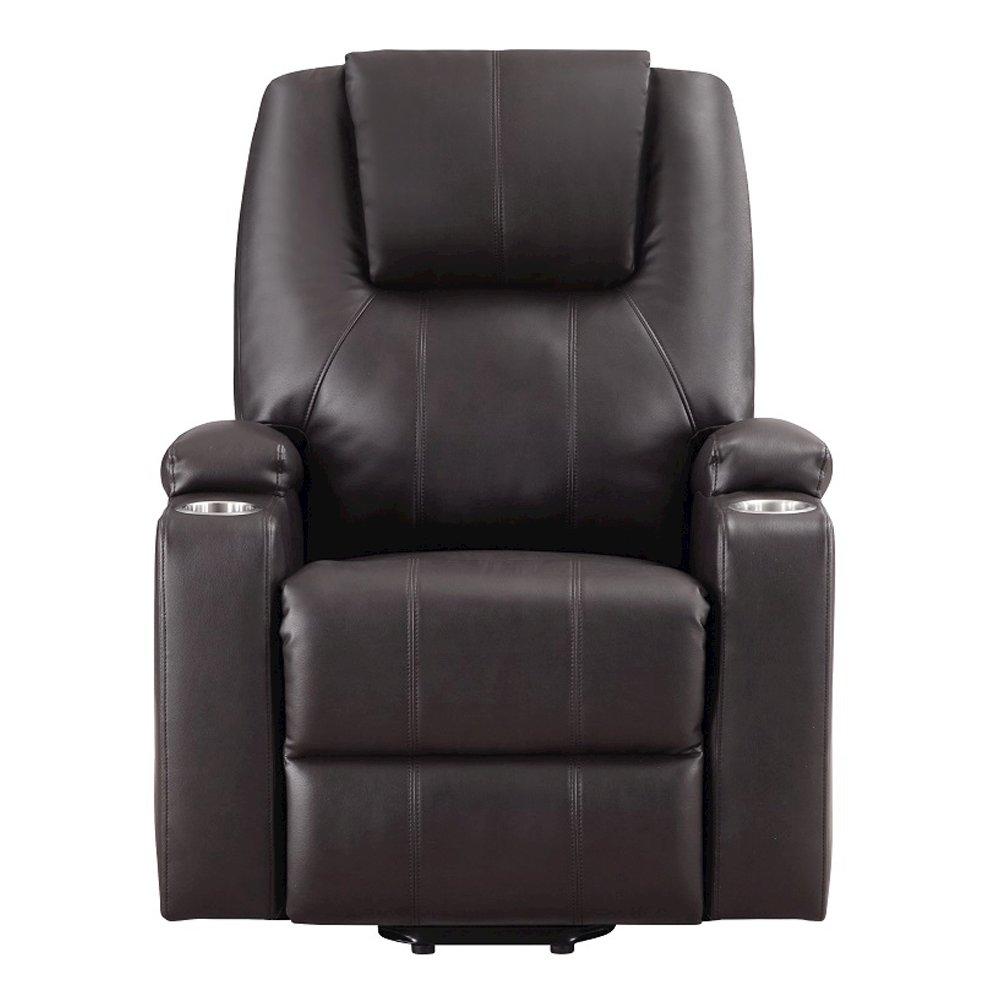 Evander Recliner w/Power Lift & Massage Brown Leather Aire. Picture 3