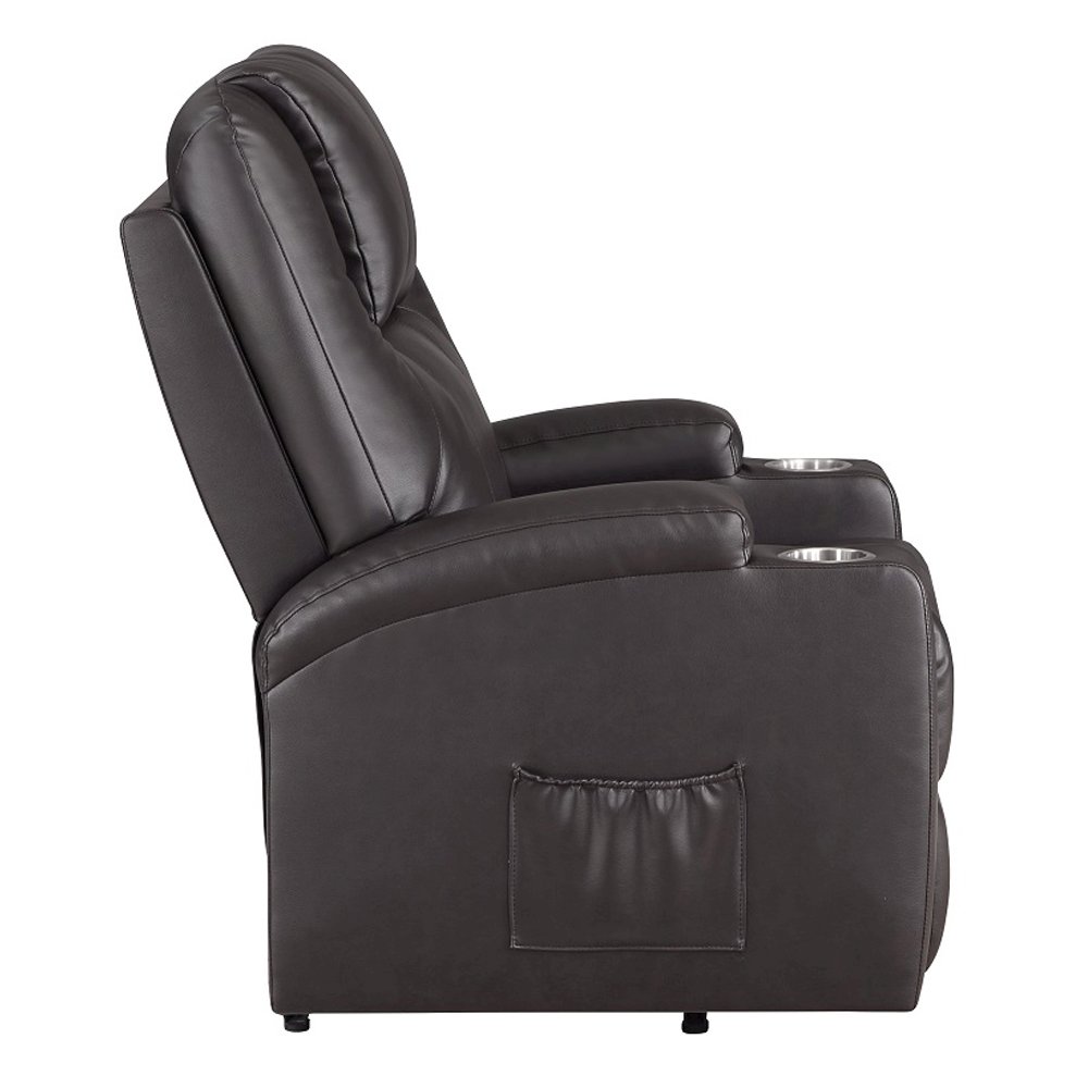 Evander Recliner w/Power Lift & Massage Brown Leather Aire. Picture 4