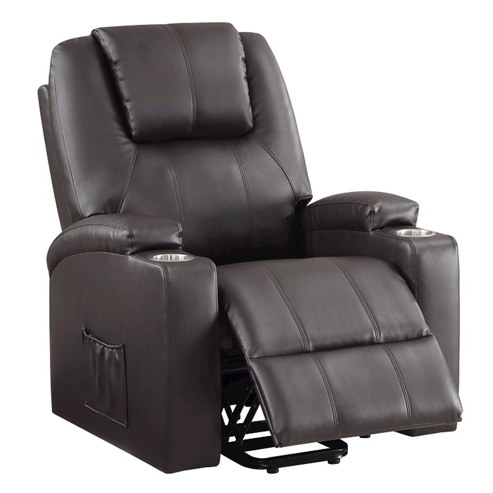 Evander Recliner w/Power Lift & Massage Brown Leather Aire. Picture 6