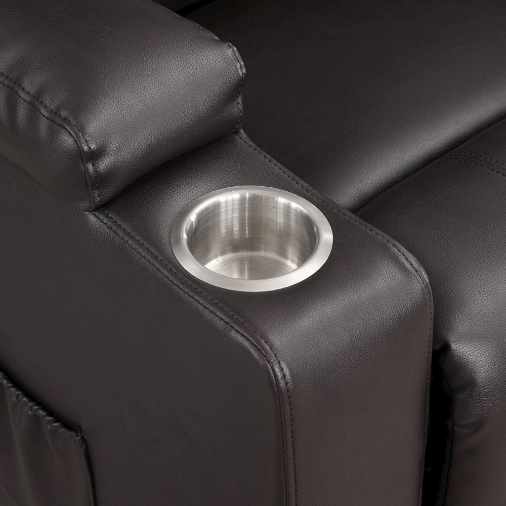 Evander Recliner w/Power Lift & Massage Brown Leather Aire. Picture 7