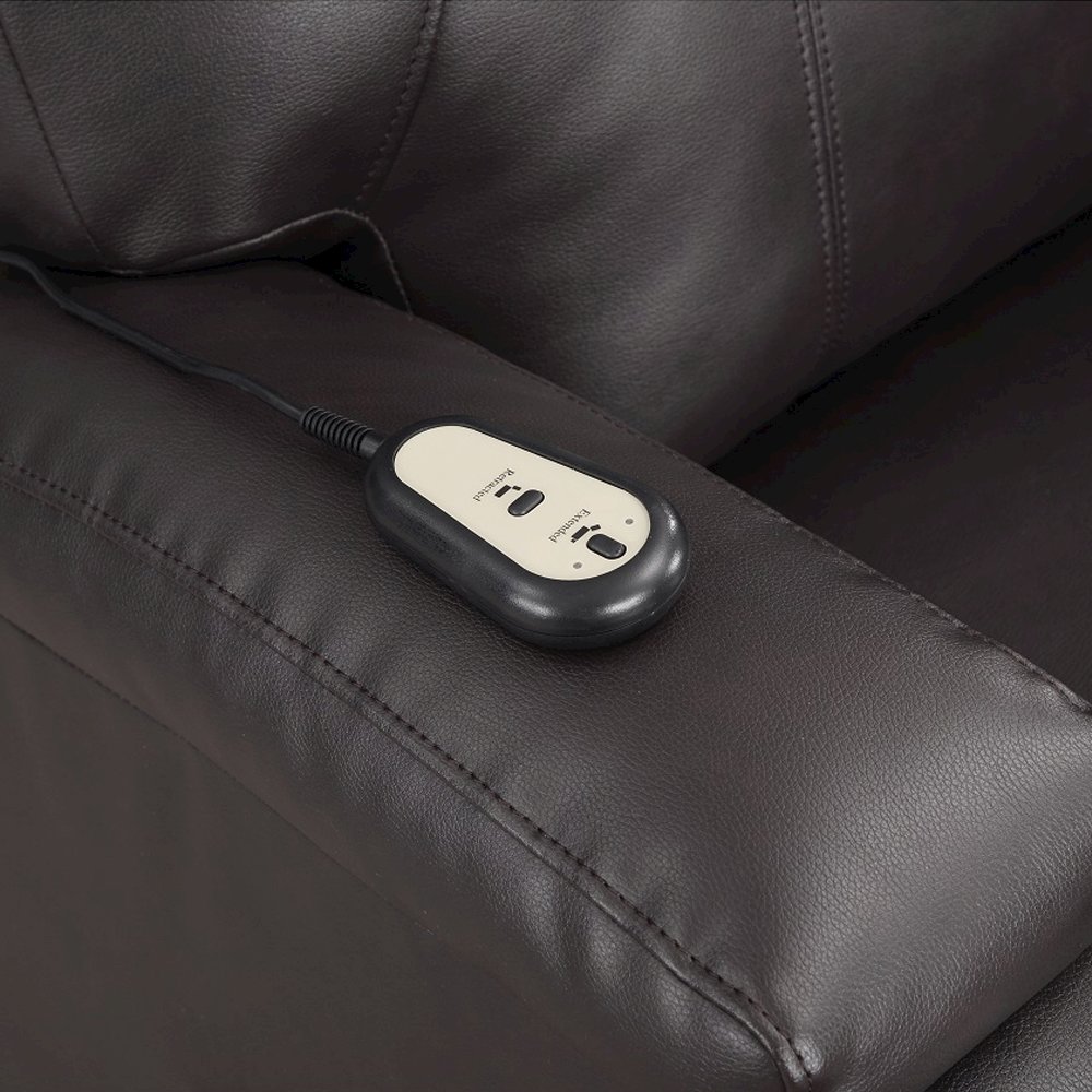 Evander Recliner w/Power Lift & Massage Brown Leather Aire. Picture 8