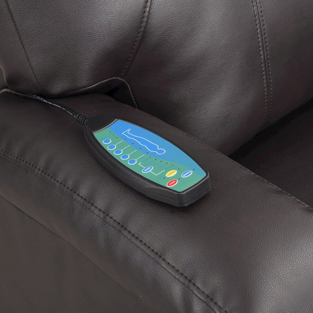Evander Recliner w/Power Lift & Massage Brown Leather Aire. Picture 9