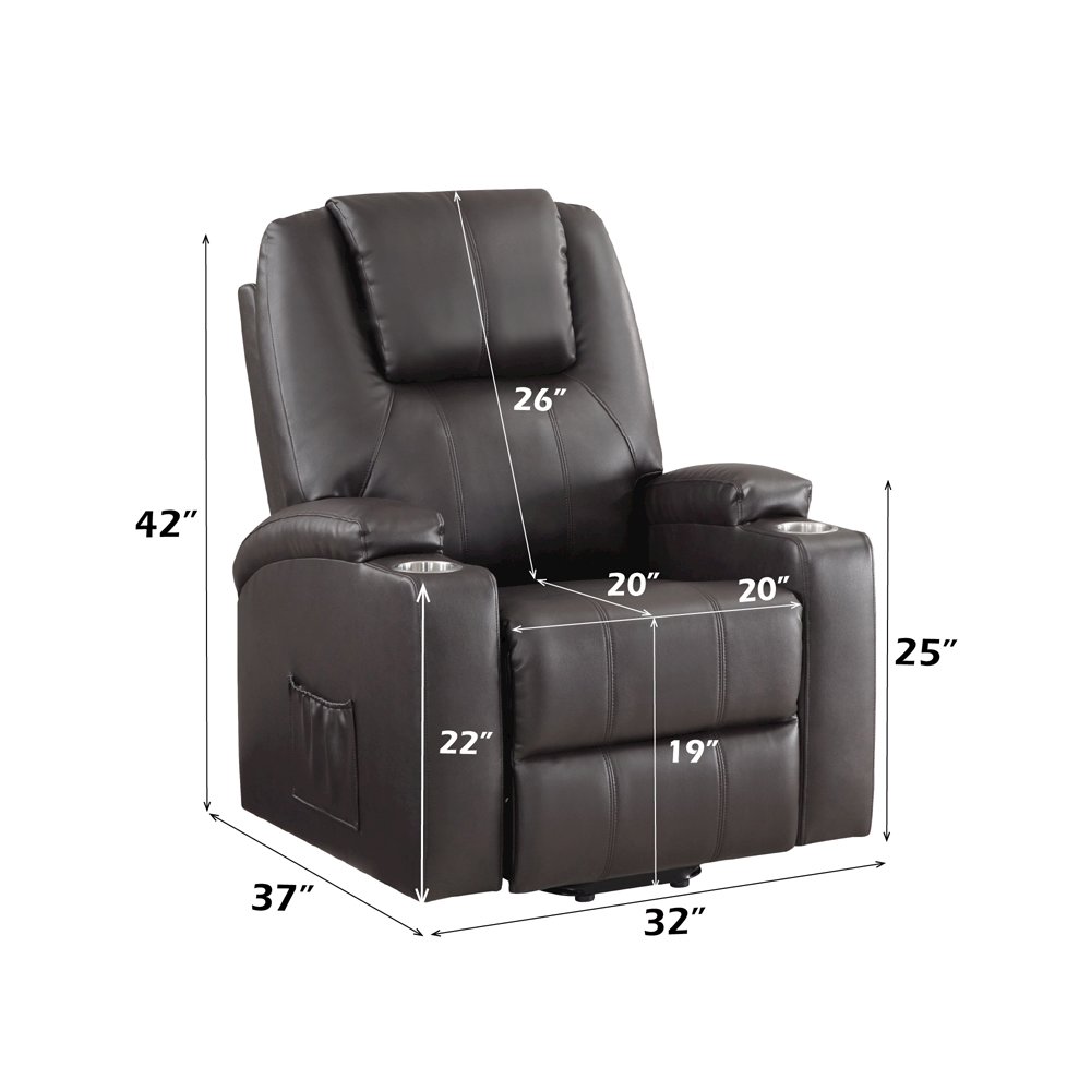 Evander Recliner w/Power Lift & Massage Brown Leather Aire. Picture 10