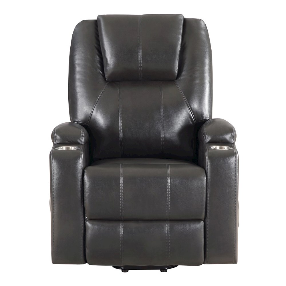 Evander Recliner w/Power Lift & Massage Gunmetal Leather Aire. Picture 3