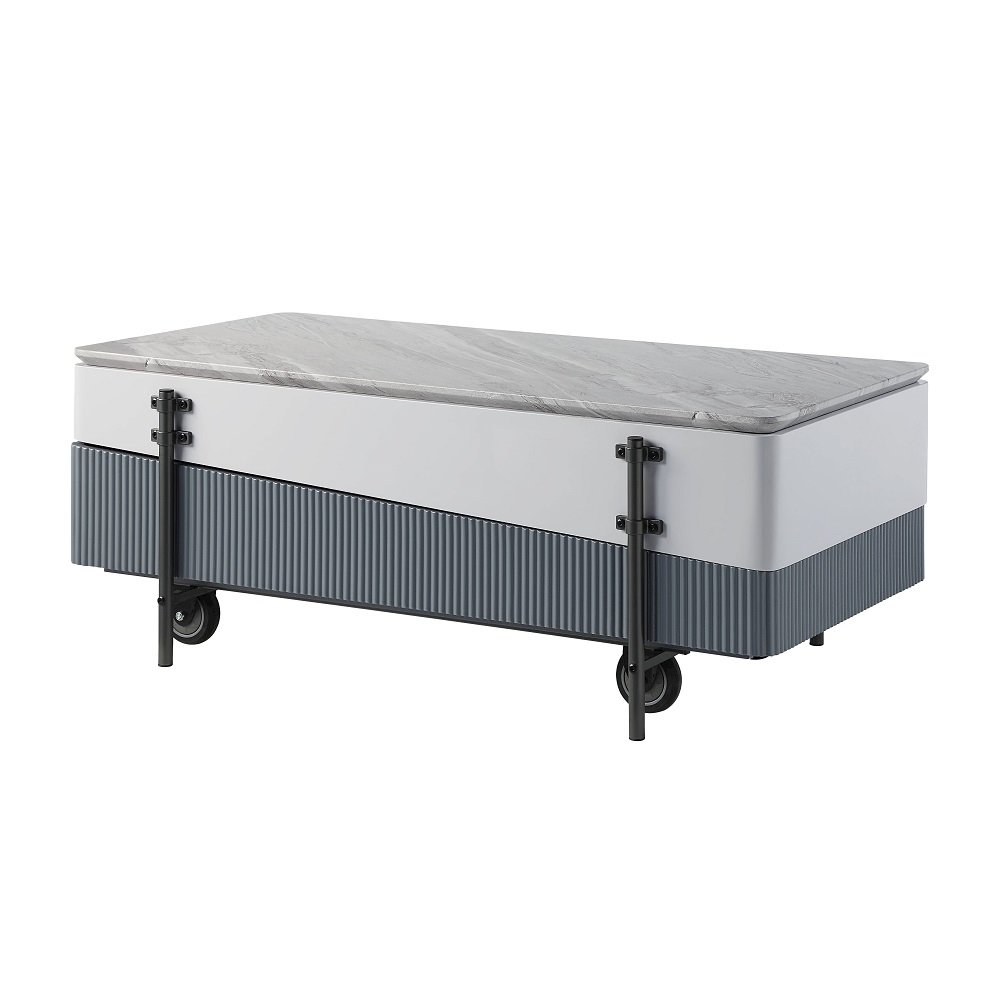 Wilkins Coffee Table w/Lift Top White & Gray High Gloss. Picture 2