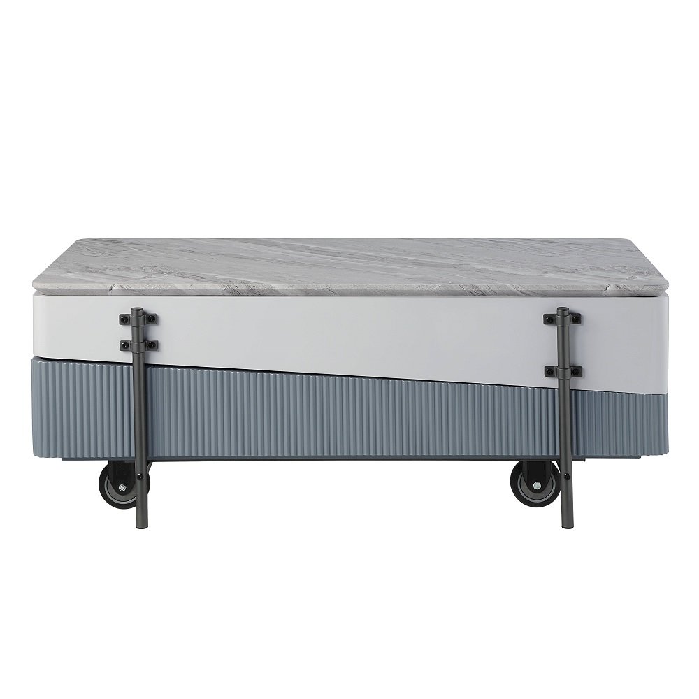 Wilkins Coffee Table w/Lift Top White & Gray High Gloss. Picture 3