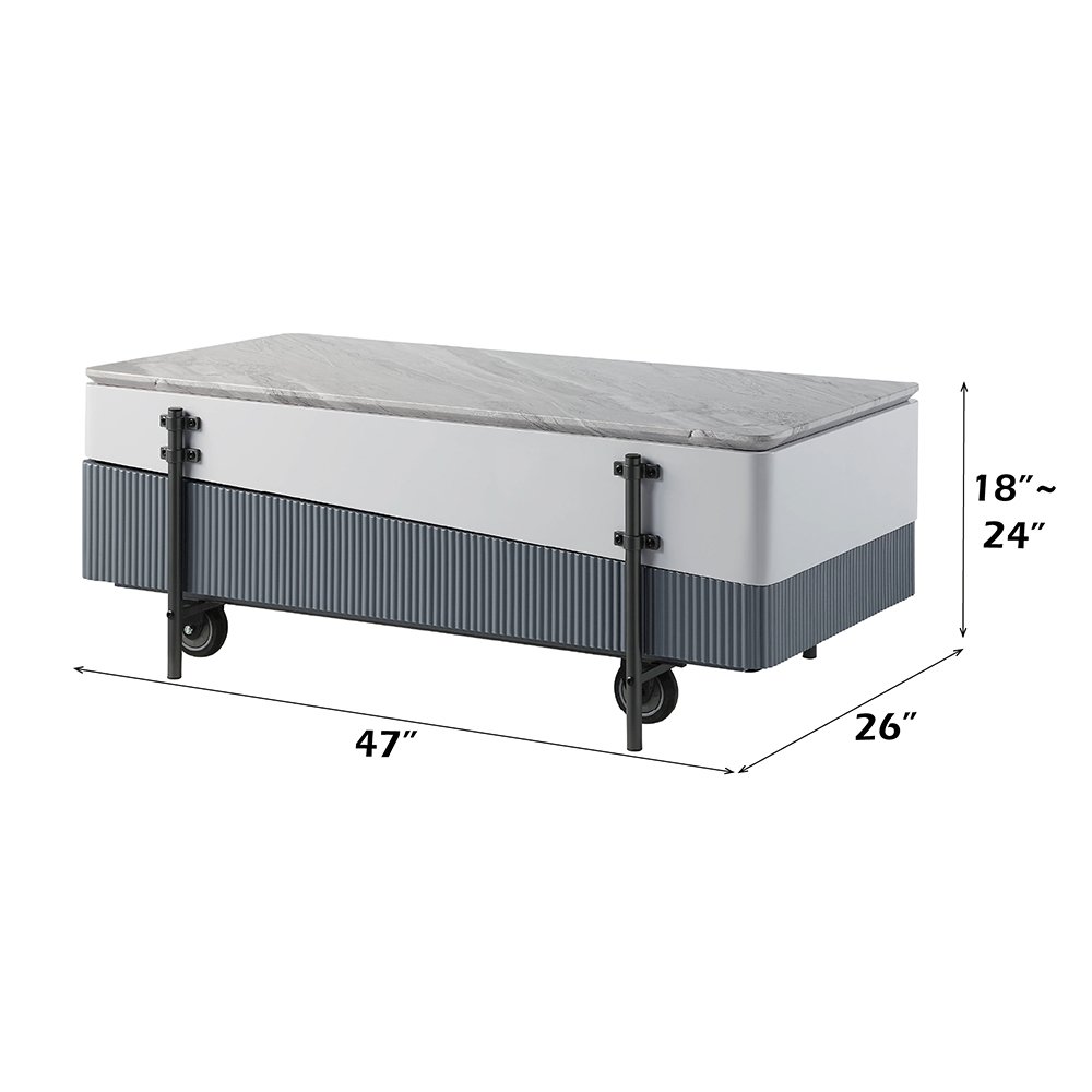 Wilkins Coffee Table w/Lift Top White & Gray High Gloss. Picture 6