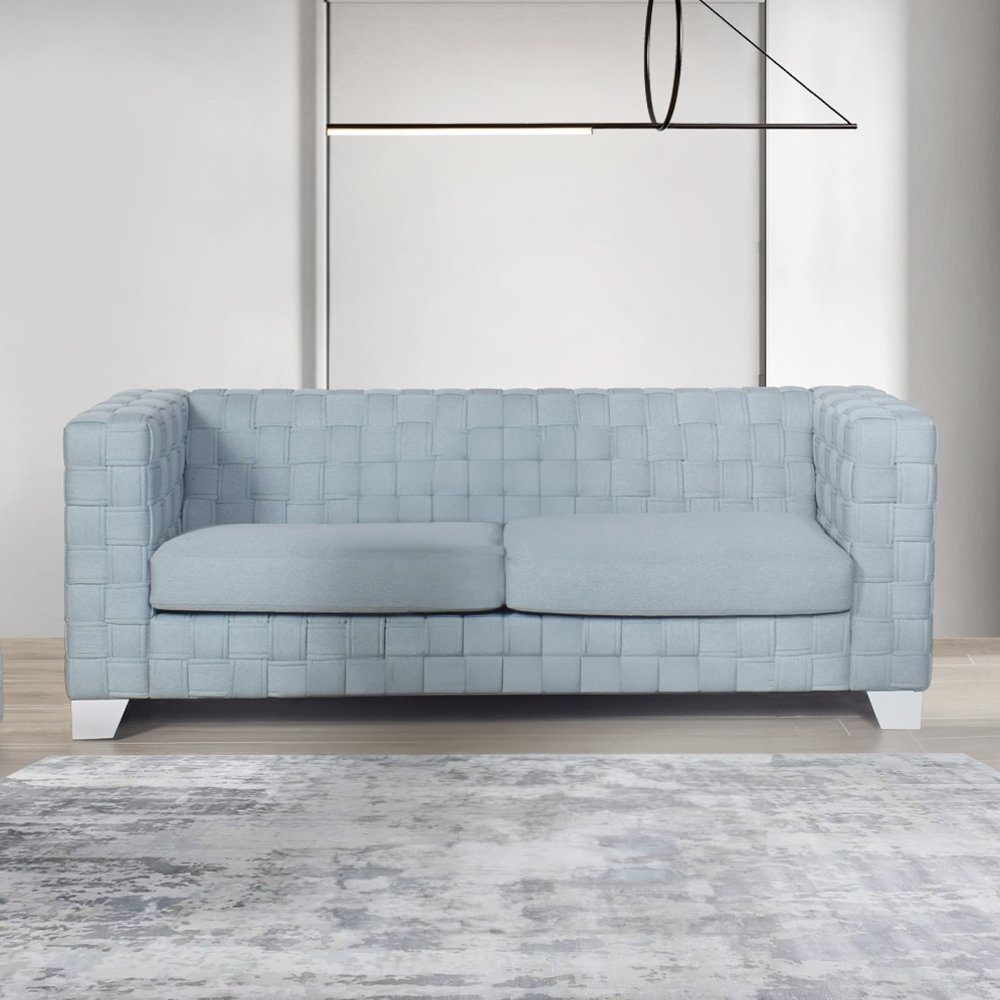 Saree Sofa Light Teal Chenille & White. Picture 5