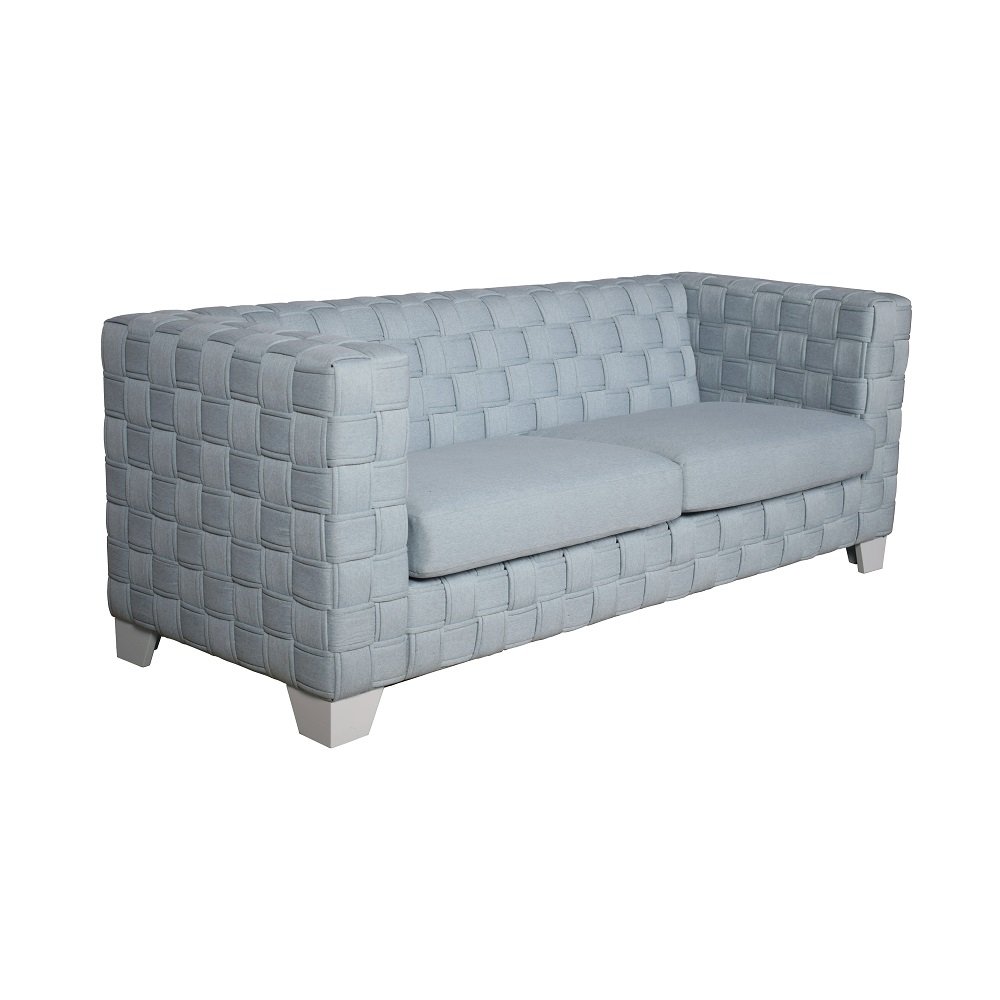 Saree Sofa Light Teal Chenille & White. Picture 1