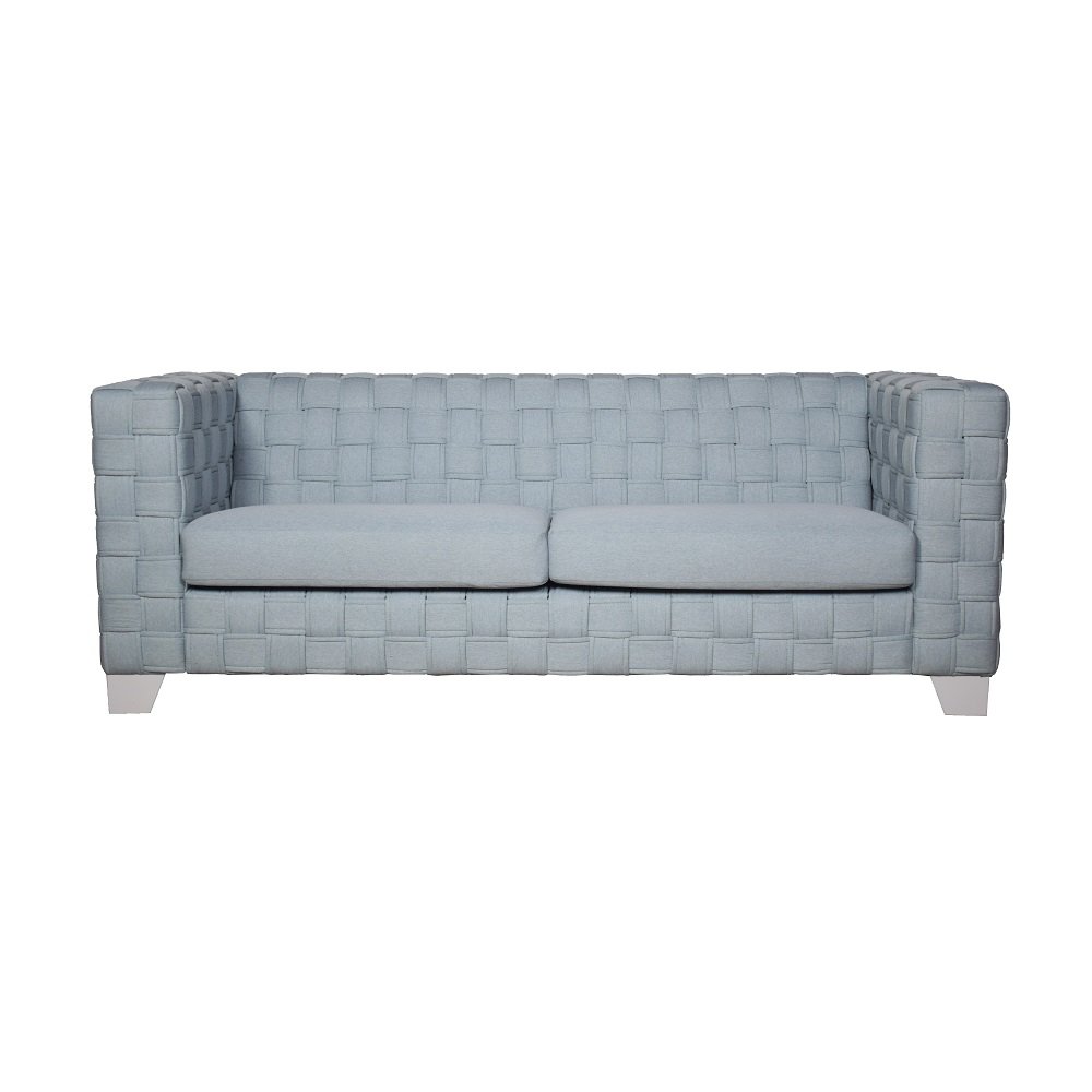 Saree Sofa Light Teal Chenille & White. Picture 2