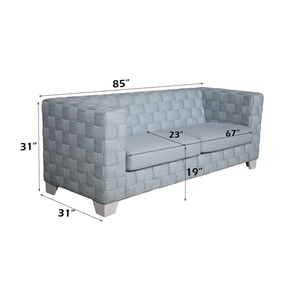 Saree Sofa Light Teal Chenille & White. Picture 7