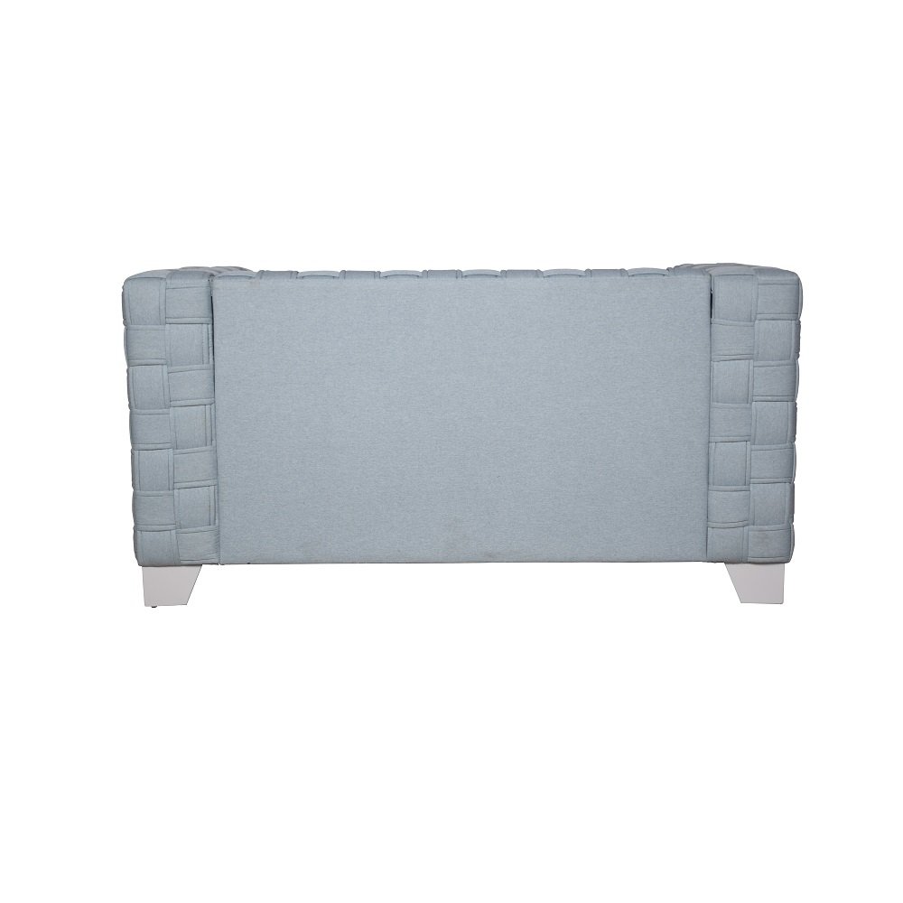 Saree Loveseat Light Teal Chenille & White. Picture 3