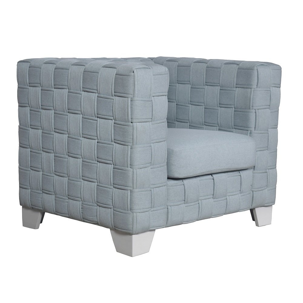 Saree Chair Light Teal Chenille & White. Picture 1
