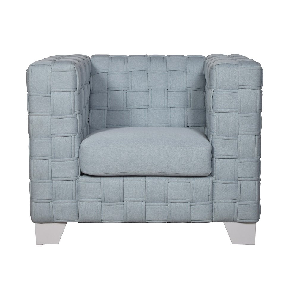 Saree Chair Light Teal Chenille & White. Picture 2