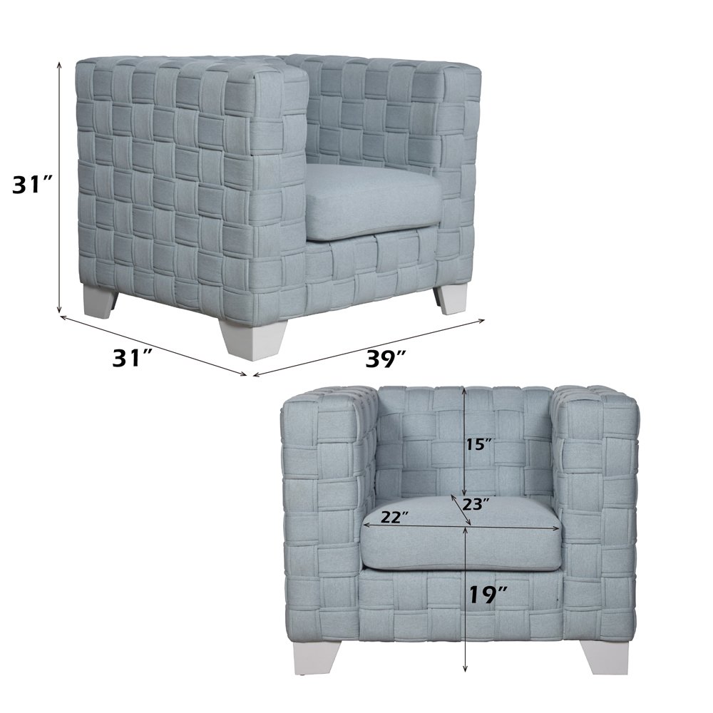 Saree Chair Light Teal Chenille & White. Picture 6