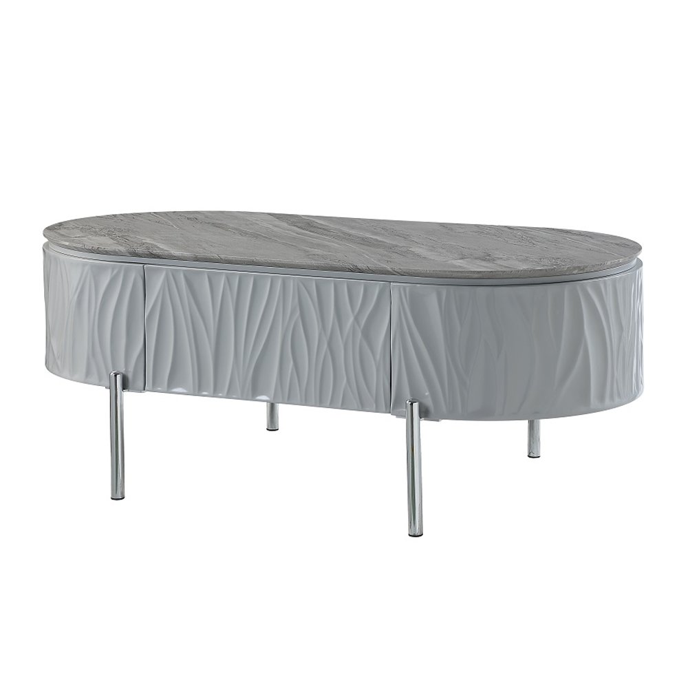 Yukino Coffee Table Gray High Gloss & Chrome. Picture 2