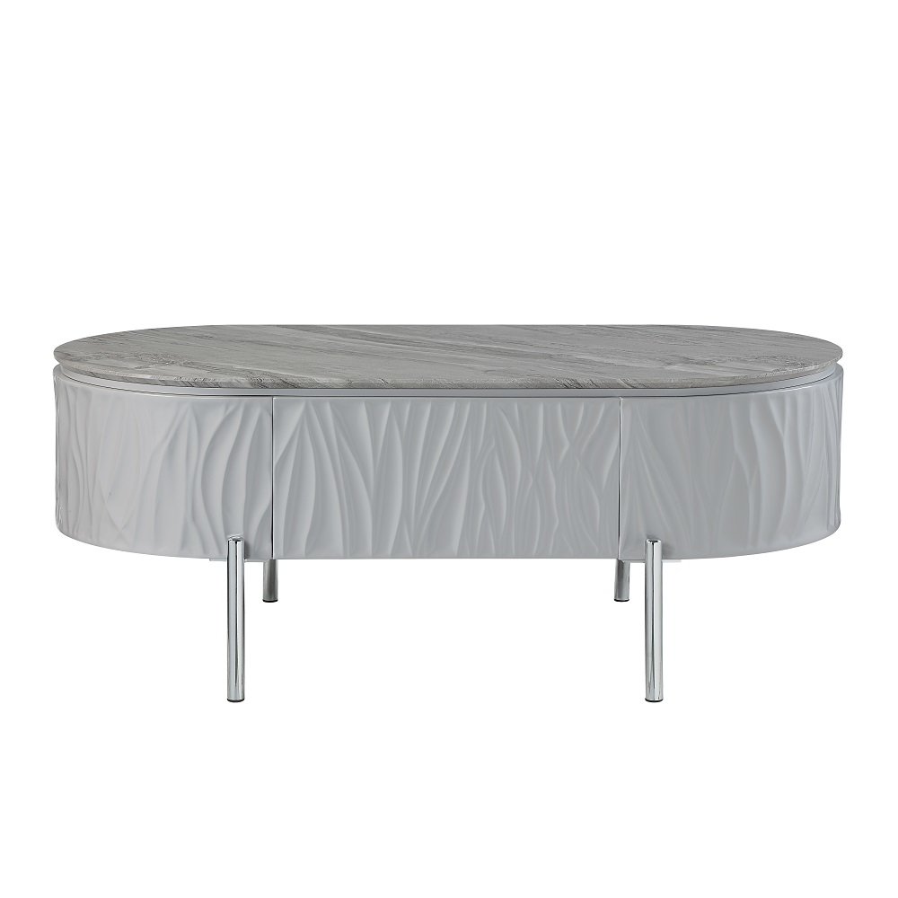 Yukino Coffee Table Gray High Gloss & Chrome. Picture 3