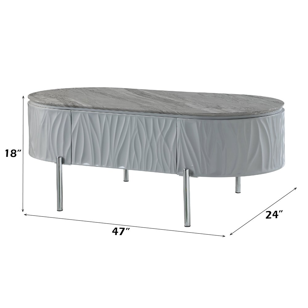 Yukino Coffee Table Gray High Gloss & Chrome. Picture 9