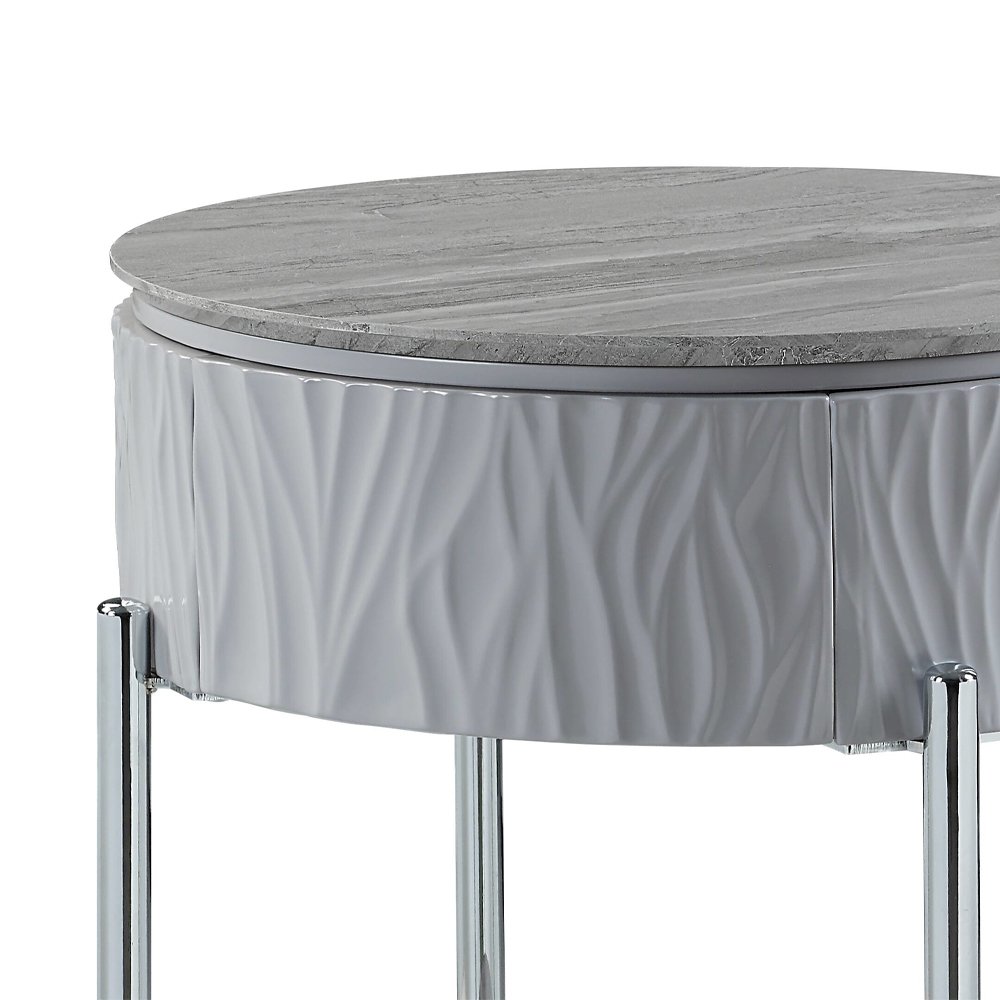 Yukino End Table Gray High Gloss & Chrome. Picture 6