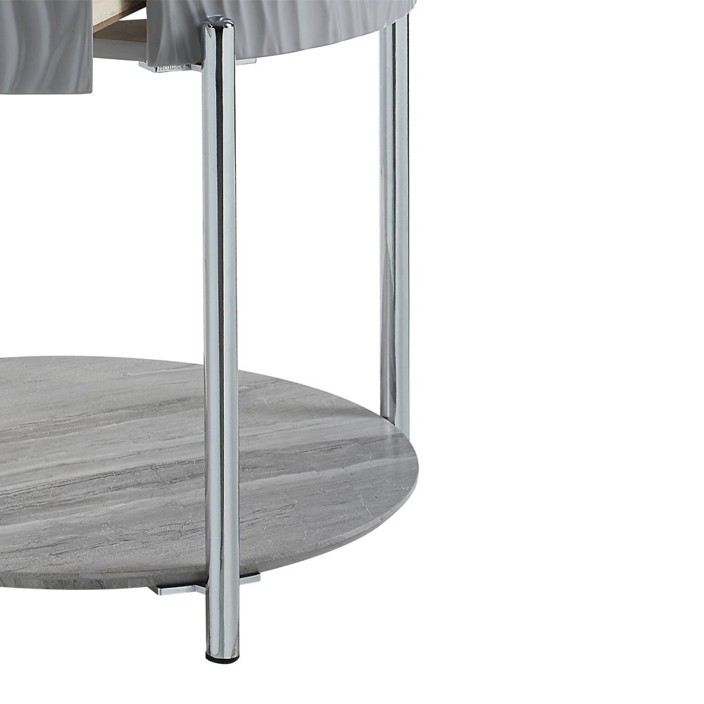 Yukino End Table Gray High Gloss & Chrome. Picture 7