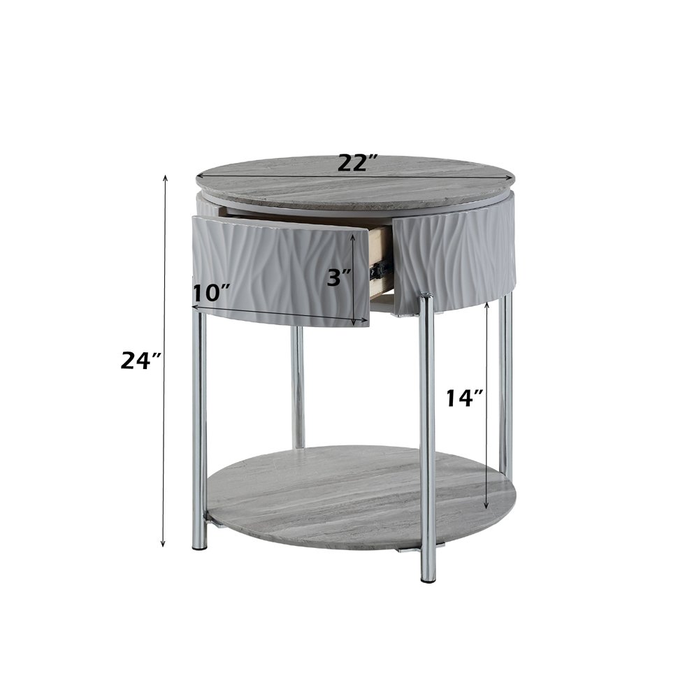 Yukino End Table Gray High Gloss & Chrome. Picture 9