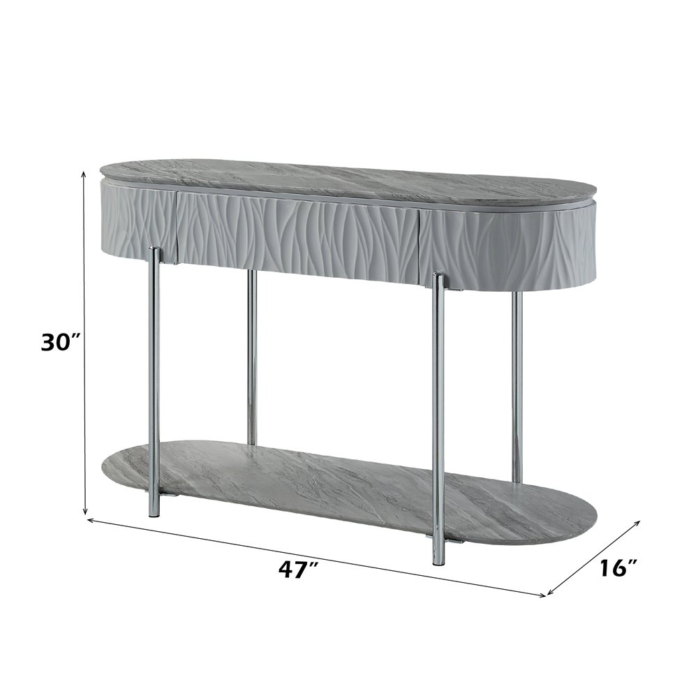 Yukino Sofa Table Gray High Gloss & Chrome. Picture 8