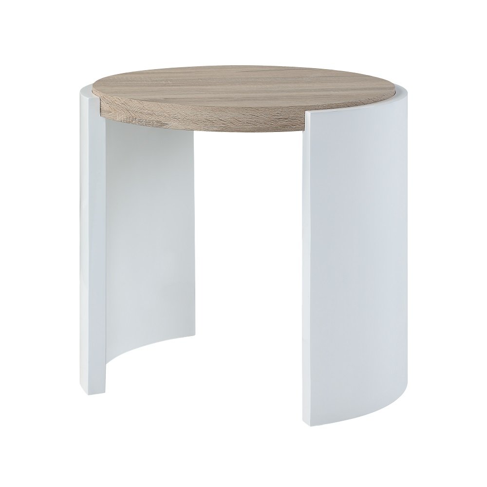 Zoma End Table White High Gloss & Oak. Picture 2