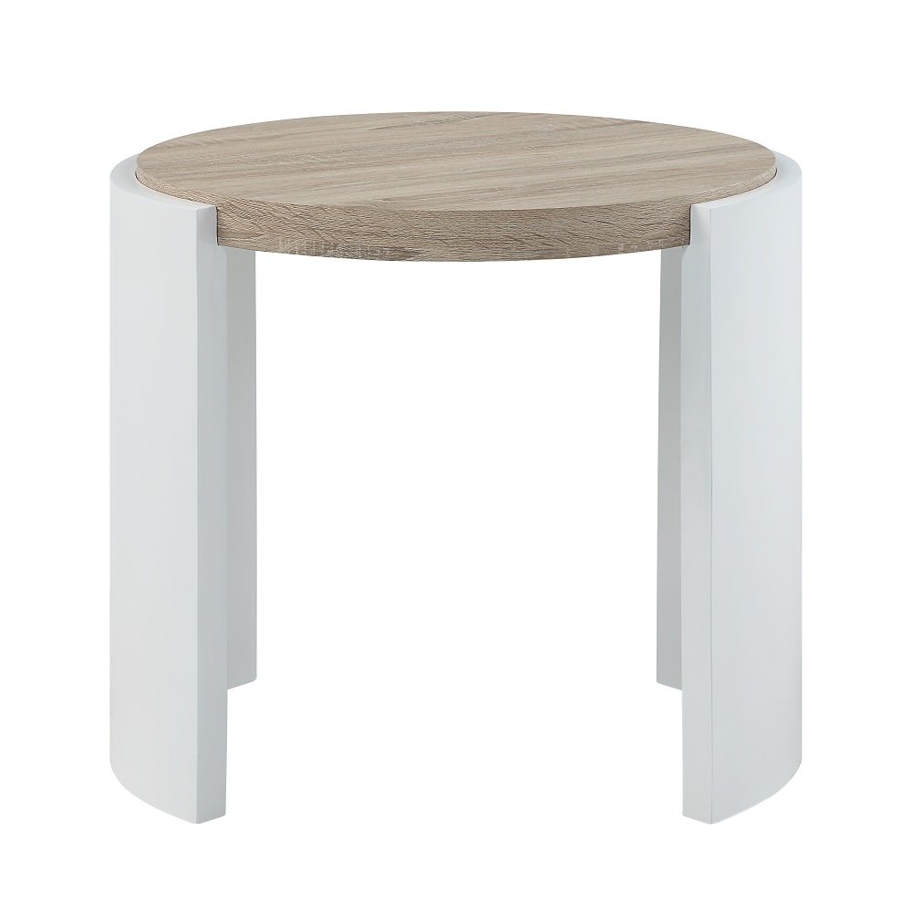 Zoma End Table White High Gloss & Oak. Picture 3
