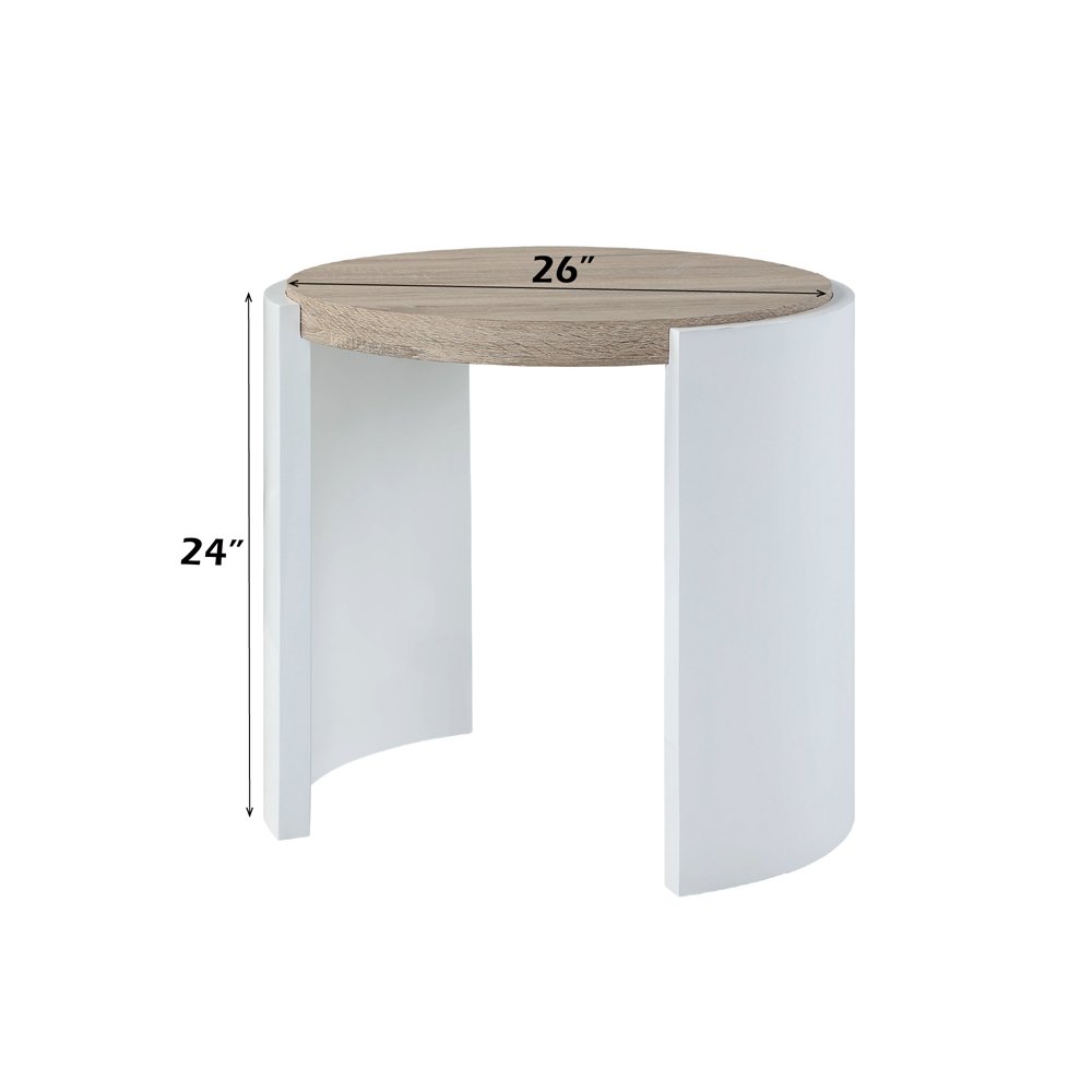 Zoma End Table White High Gloss & Oak. Picture 7