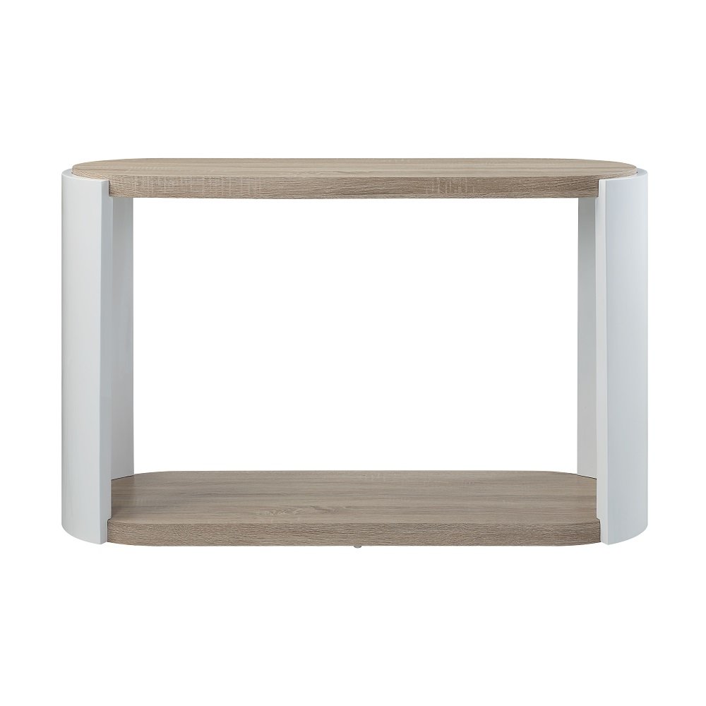 Zoma Sofa Table White High Gloss & Oak. Picture 3