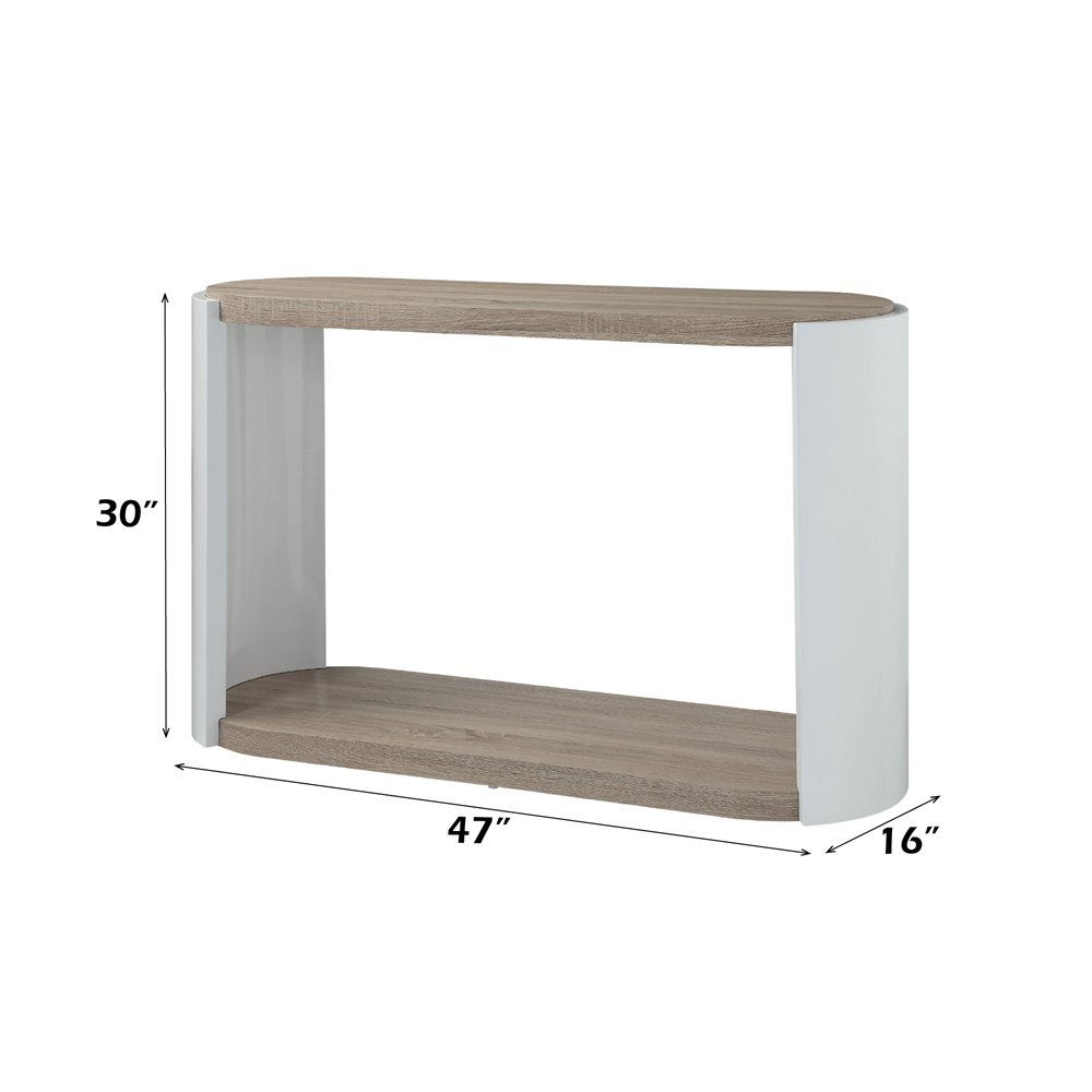 Zoma Sofa Table White High Gloss & Oak. Picture 7