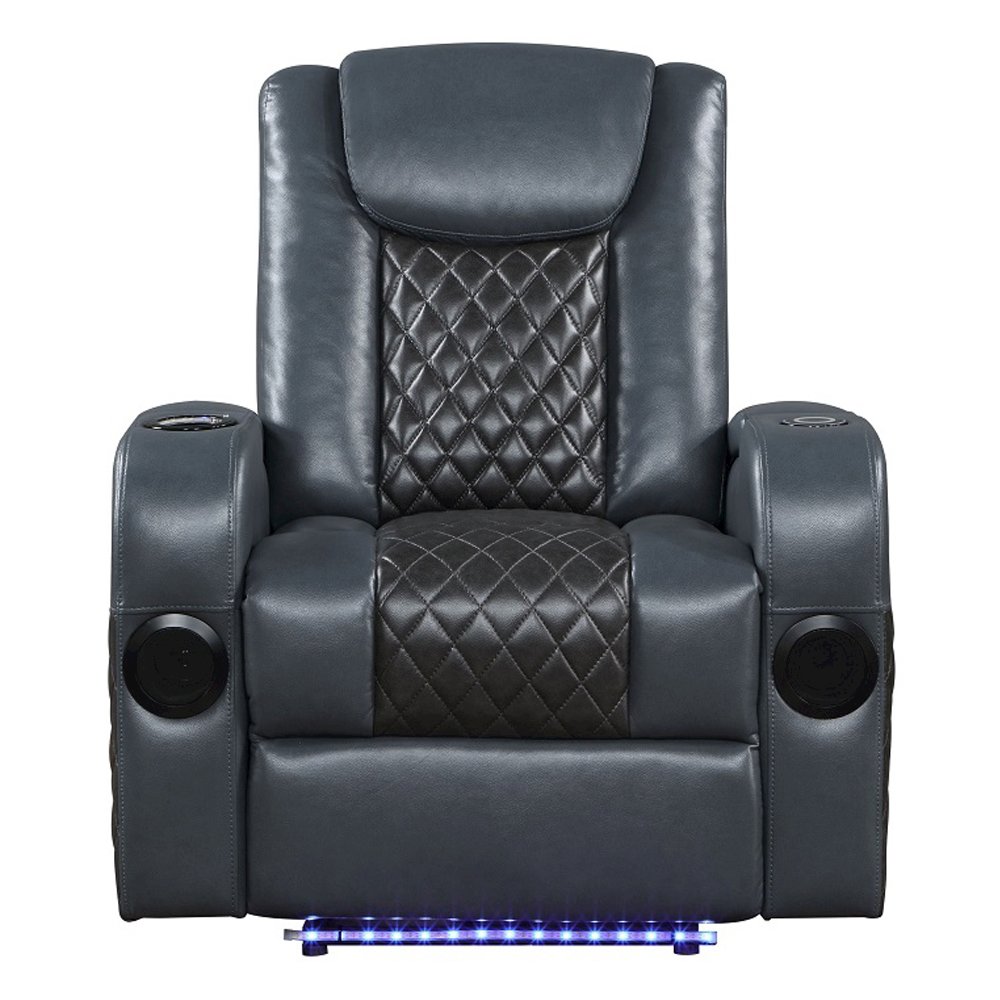 Alair Power Motion Recliner w/Bluetooth Speaker & Cooling Cup Holder Blue & Blac. Picture 3
