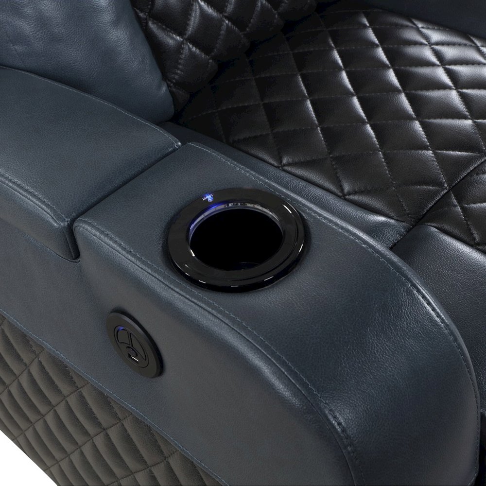 Alair Power Motion Recliner w/Bluetooth Speaker & Cooling Cup Holder Blue & Blac. Picture 8