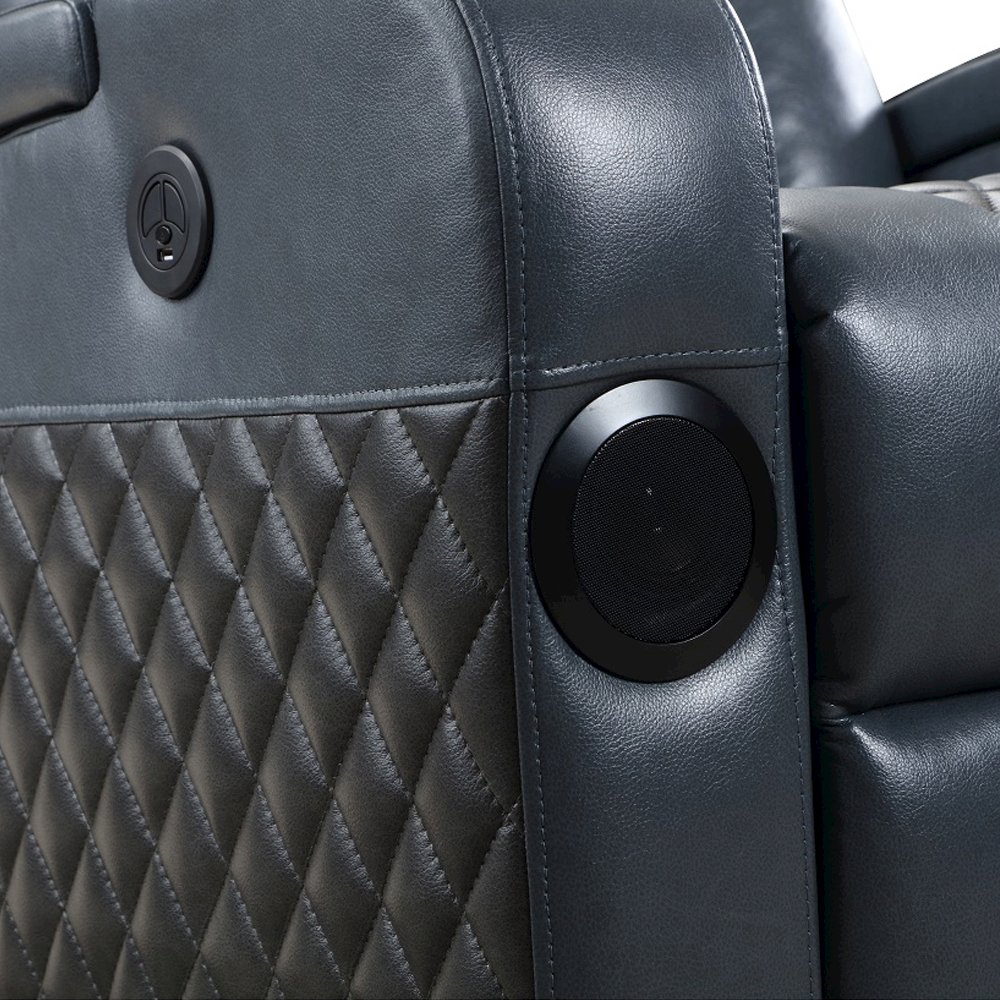 Alair Power Motion Recliner w/Bluetooth Speaker & Cooling Cup Holder Blue & Blac. Picture 9