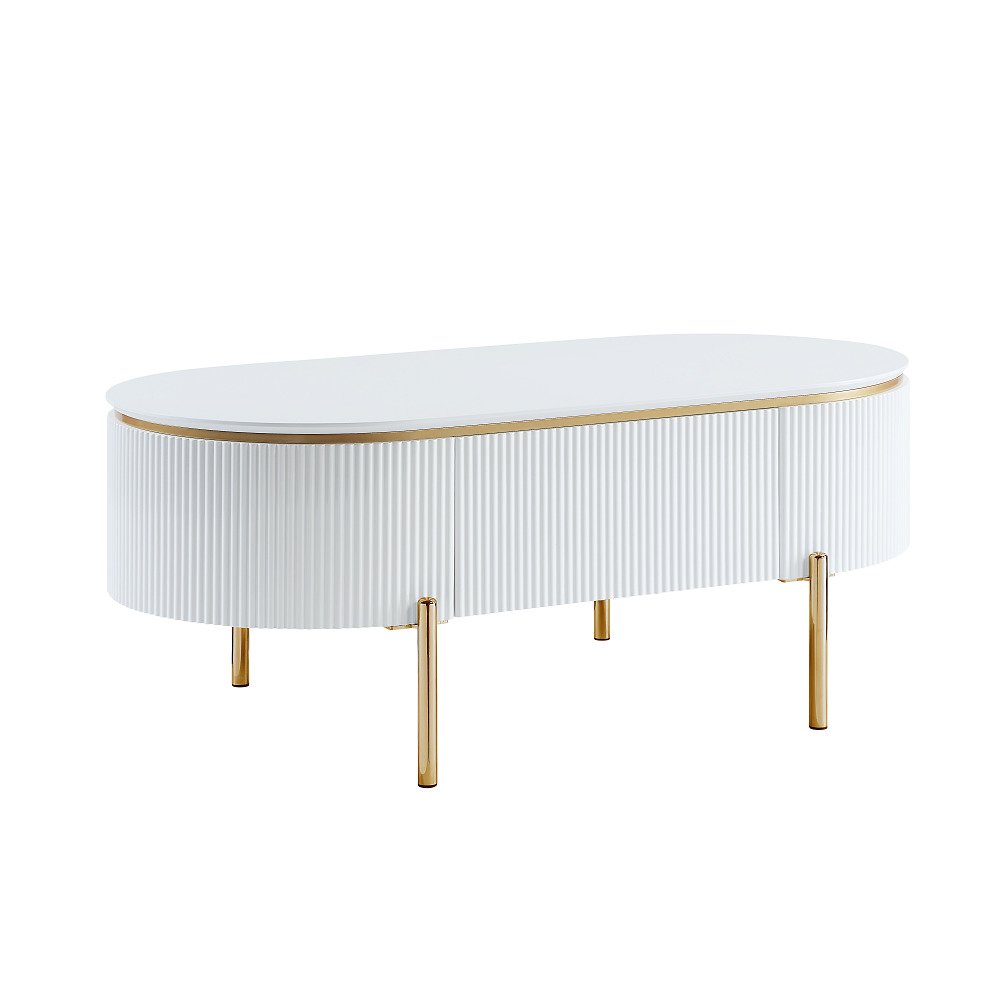 Daveigh Coffee Table White High Gloss & Gold. Picture 2