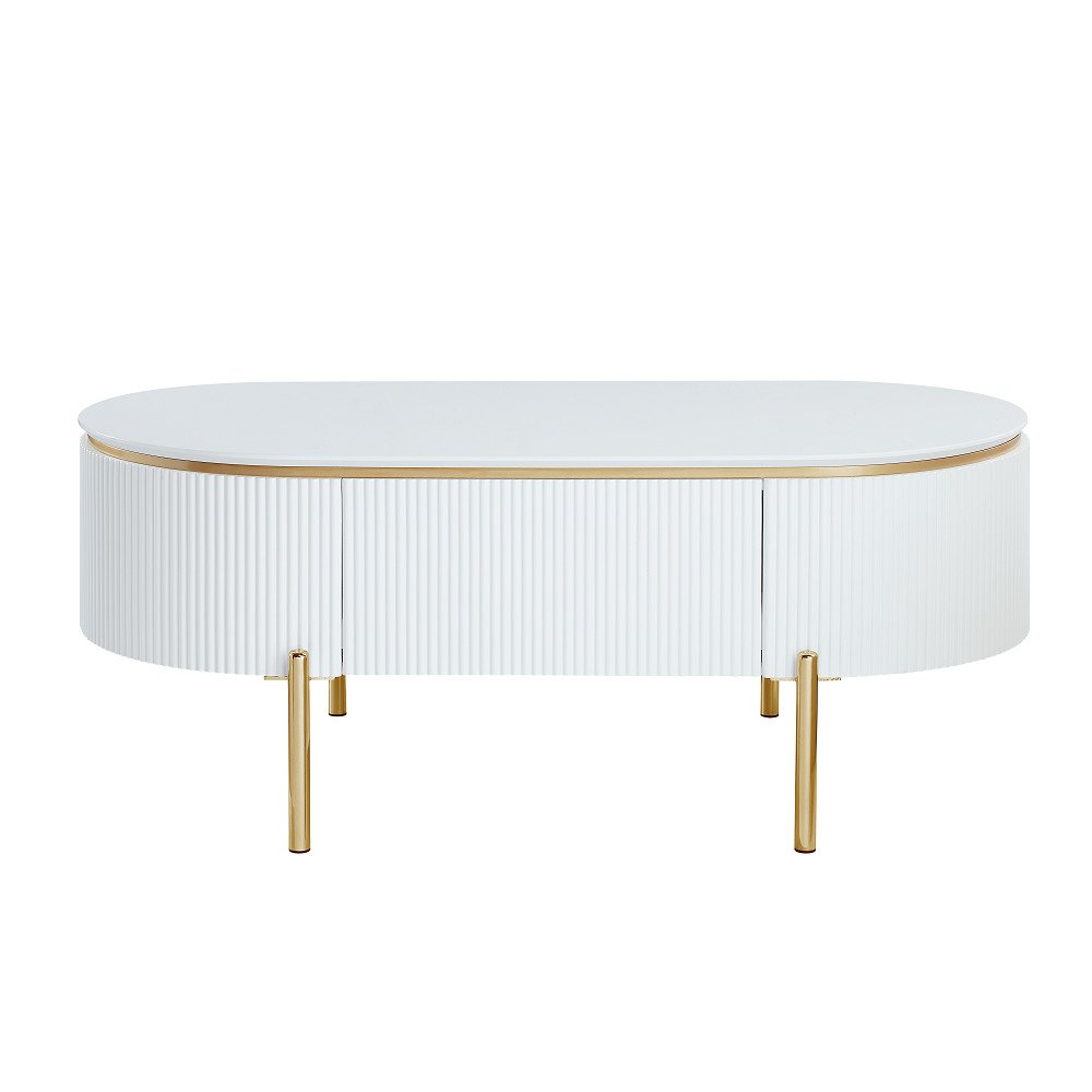 Daveigh Coffee Table White High Gloss & Gold. Picture 3