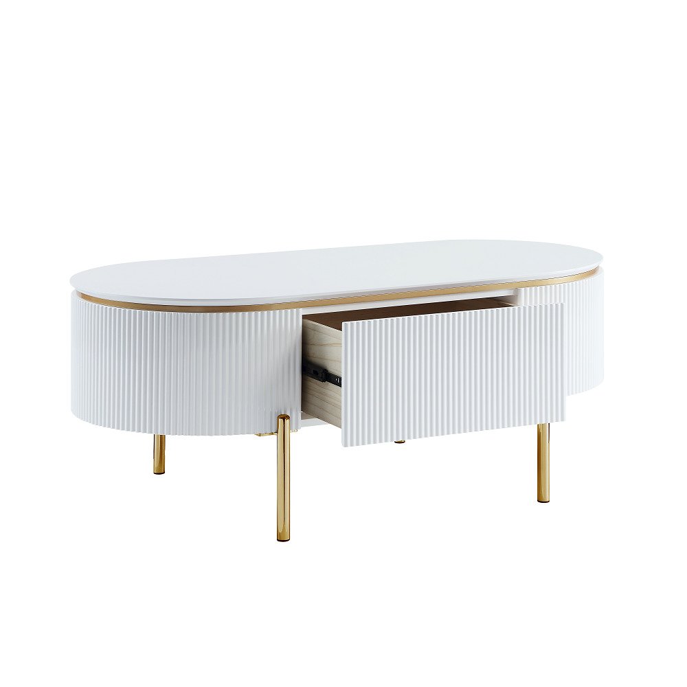 Daveigh Coffee Table White High Gloss & Gold. Picture 4