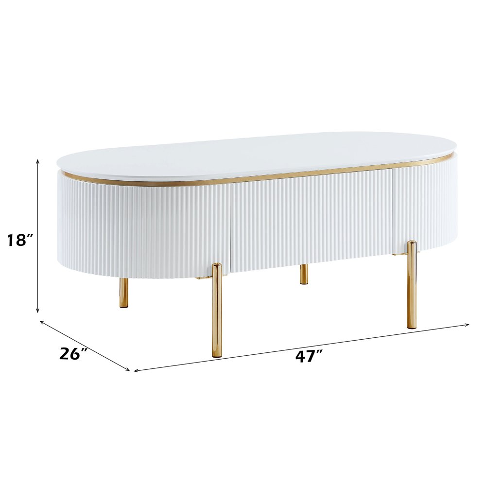 Daveigh Coffee Table White High Gloss & Gold. Picture 7