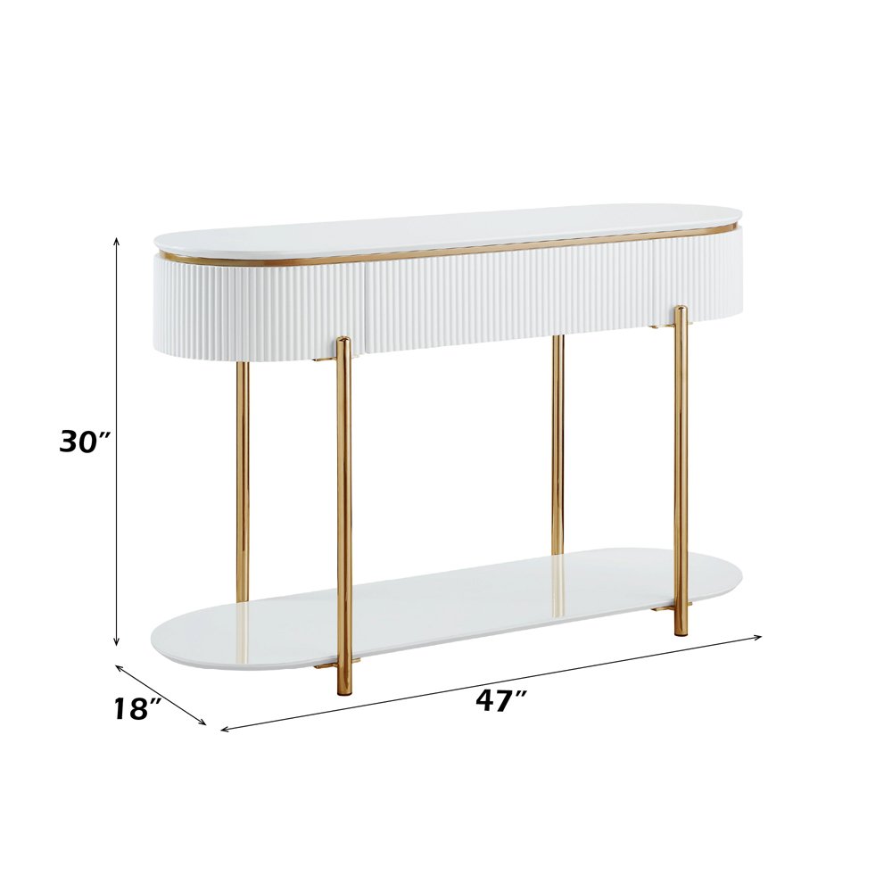Daveigh Sofa Table White High Gloss & Gold. Picture 6