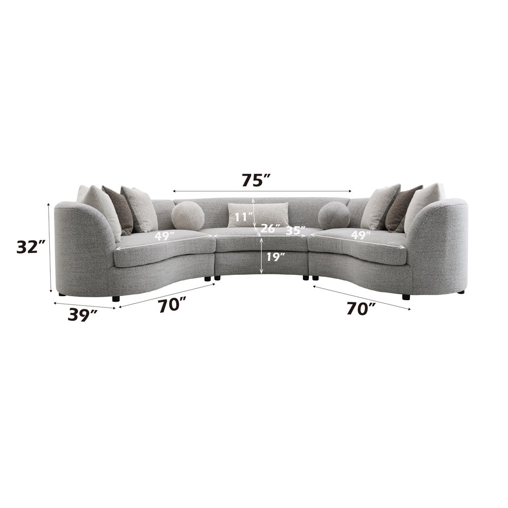 Ivria Sectional Sofa w/9 Pillows Gray Boucle. Picture 6