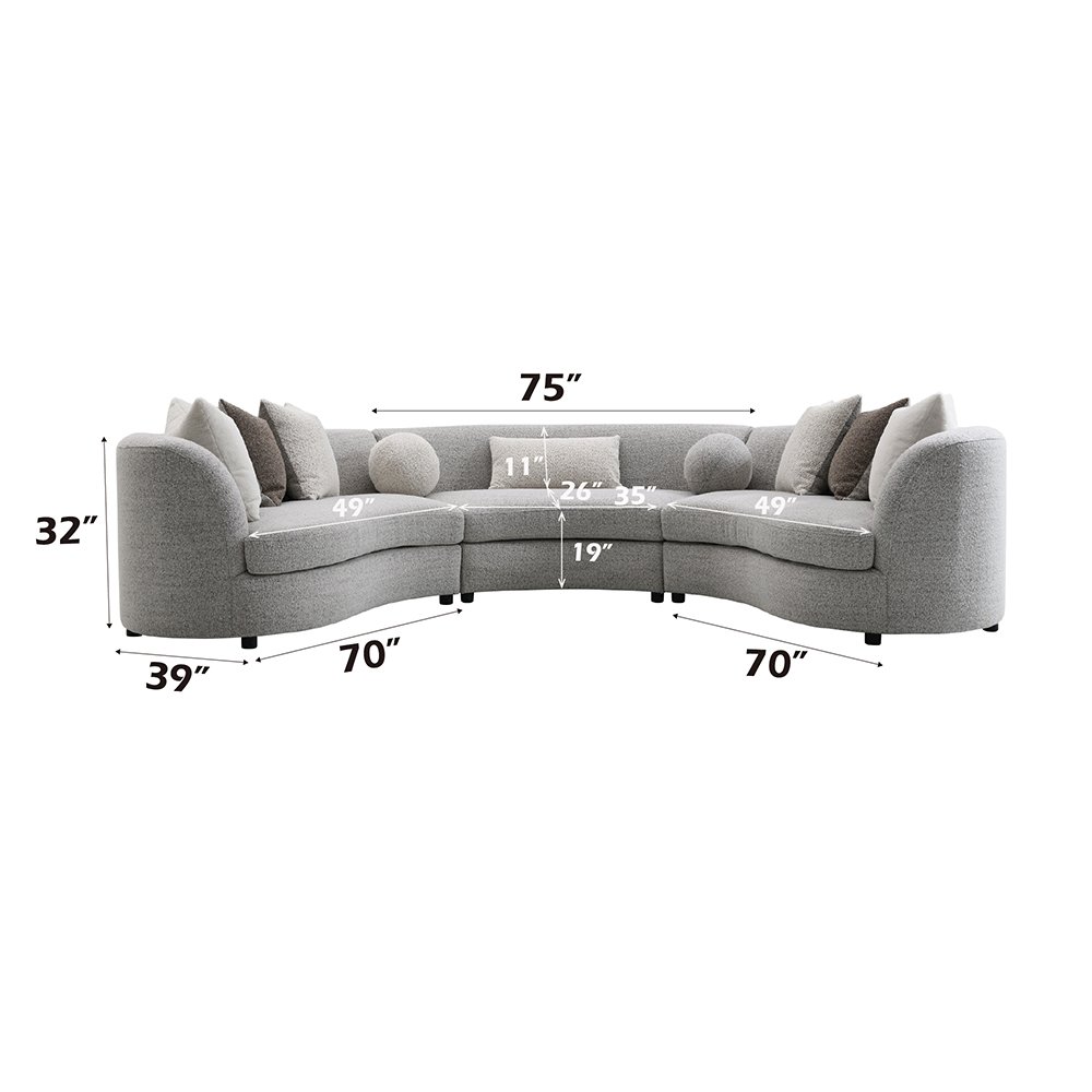 Ivria Sectional Sofa w/9 Pillows Gray Boucle. Picture 8