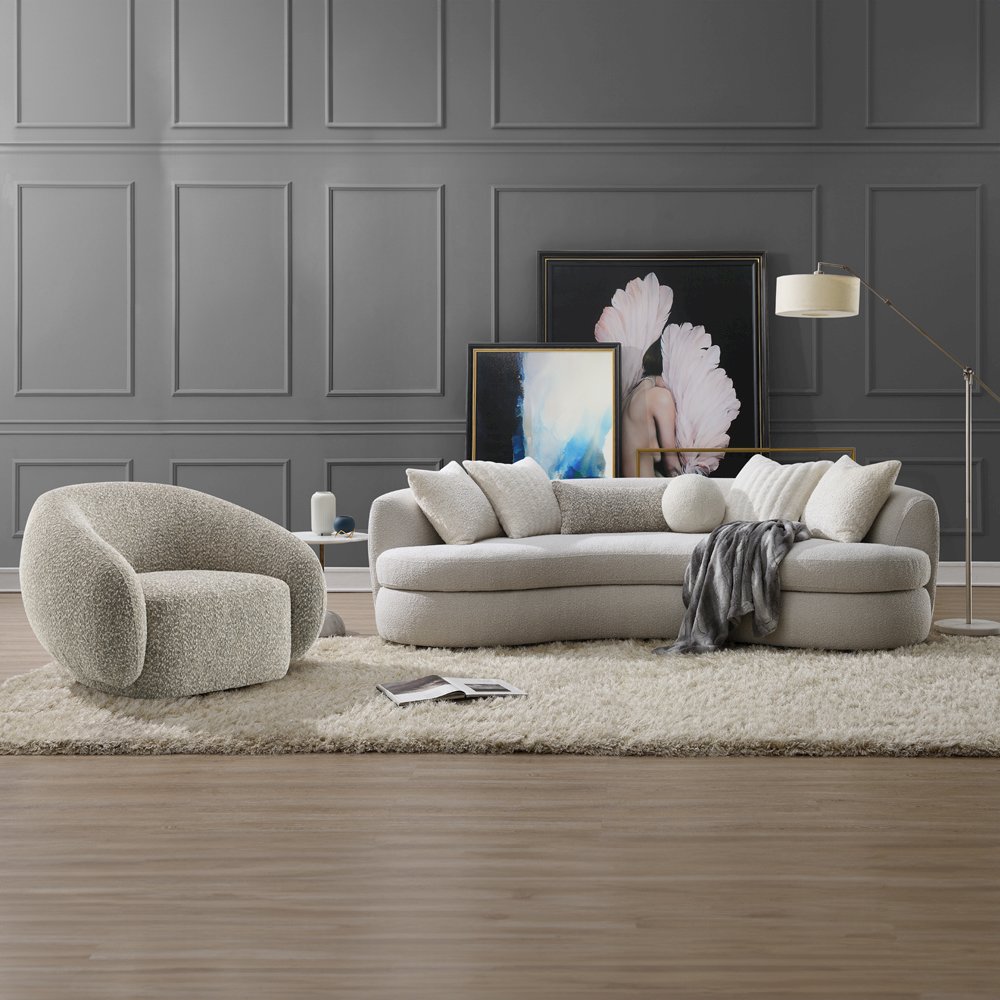 Iniko Sofa w/6 Pillows Beige Boucle. Picture 7
