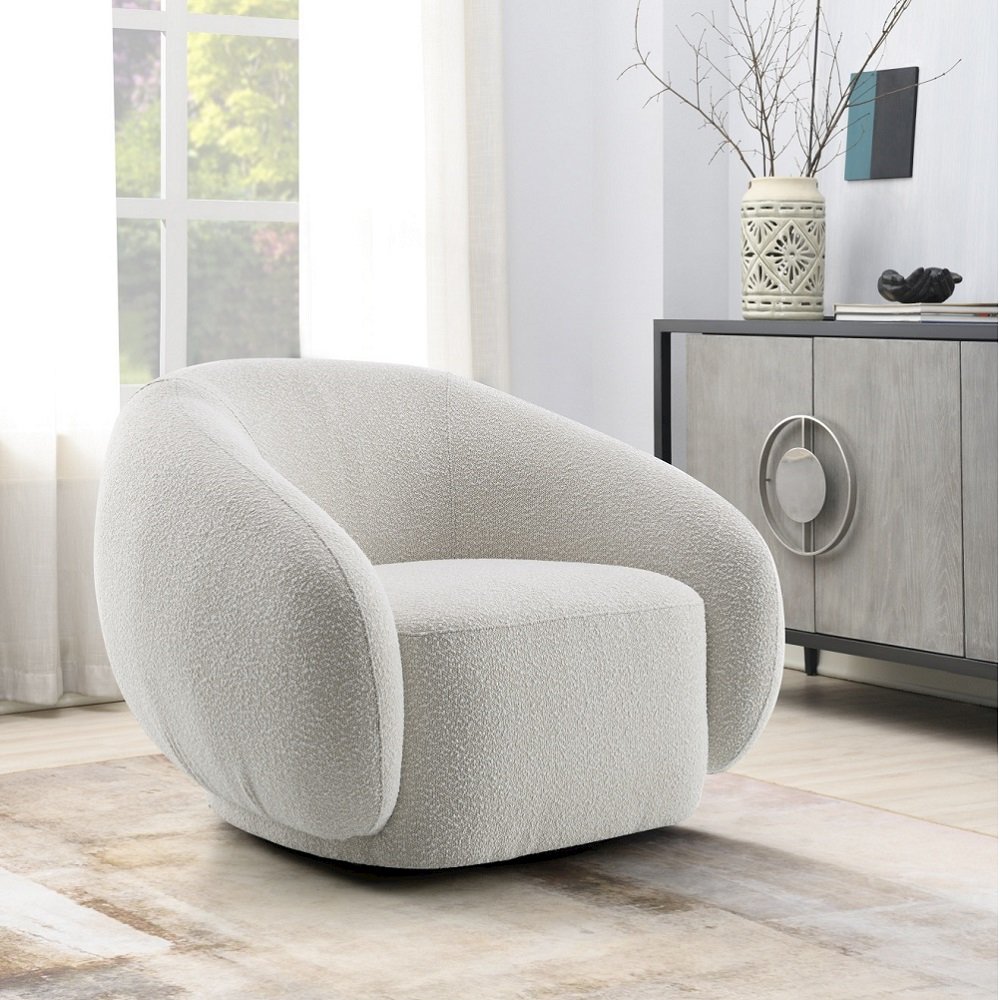 Isabel Chair w/Swivel Beige Boucle. Picture 1