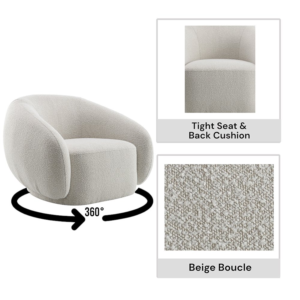 Isabel Chair w/Swivel Beige Boucle. Picture 7