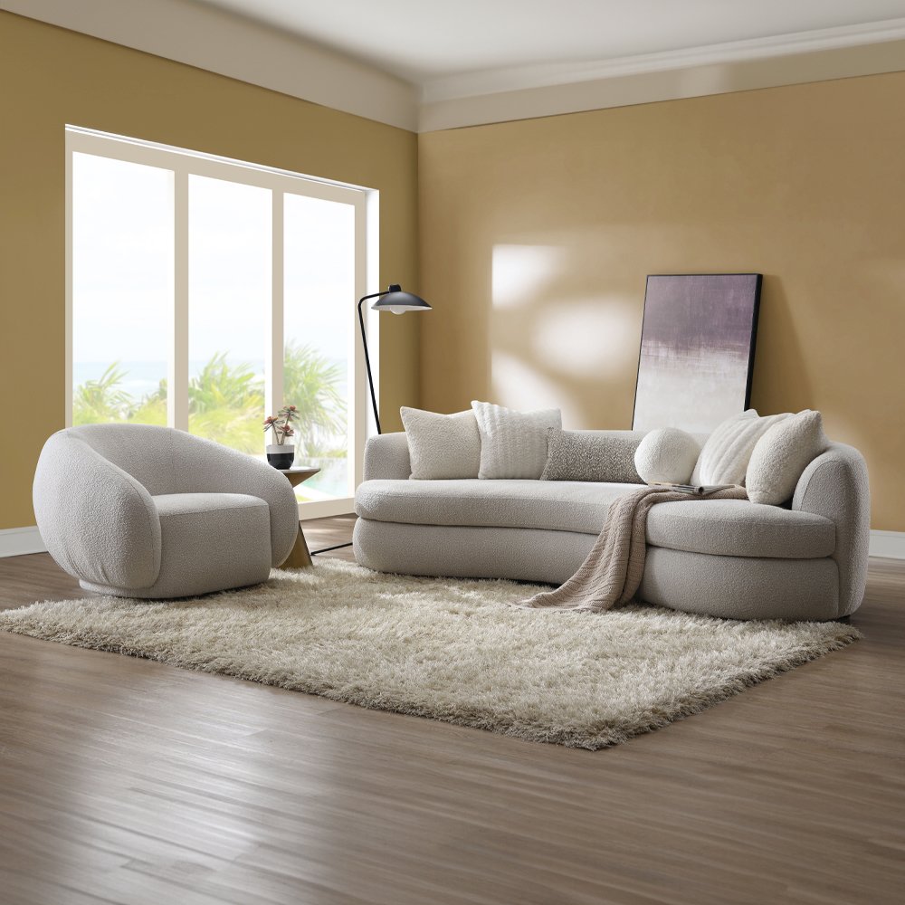 Isabel Chair w/Swivel Beige Boucle. Picture 8