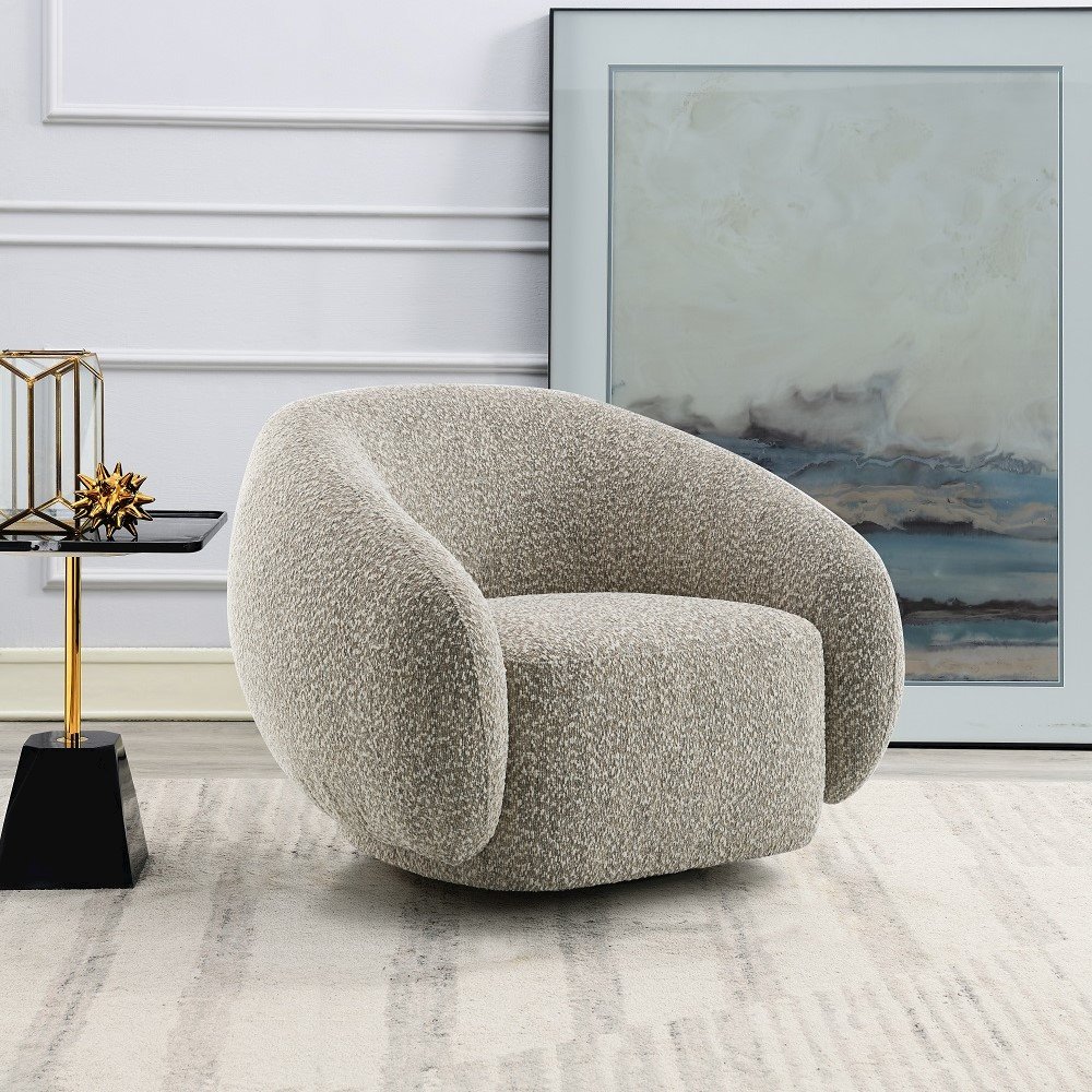 Isabel Chair w/Swivel 2 Tone Brown Boucle. Picture 1