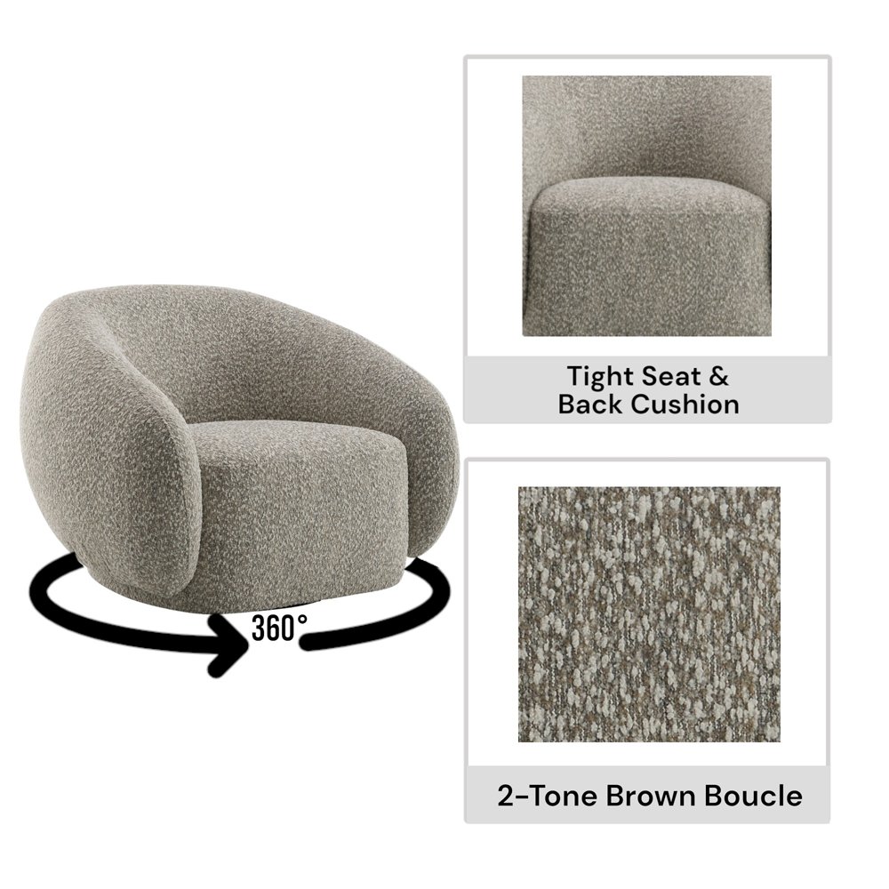 Isabel Chair w/Swivel 2 Tone Brown Boucle. Picture 8